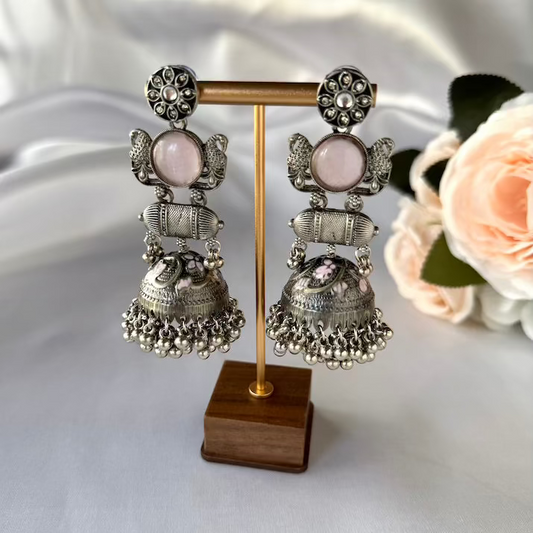 Blushing Rose Peacock Jhumkas
