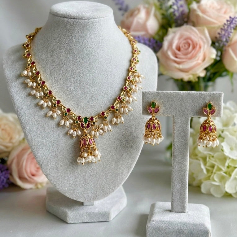 Kempu Jhumka Mala