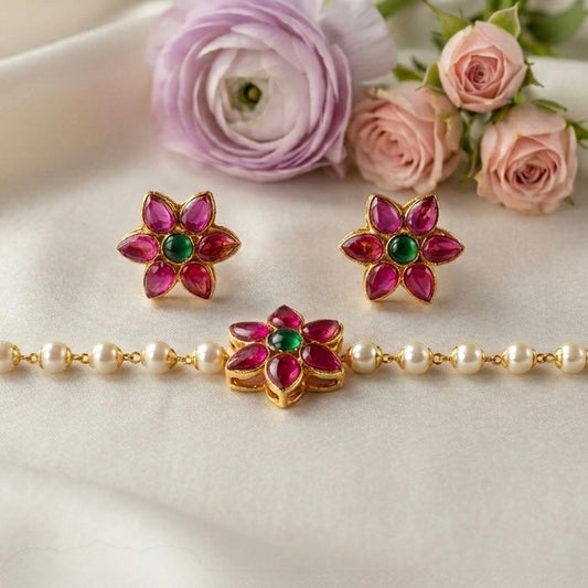 Ruby Flower Pearl Choker
