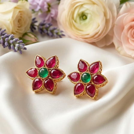 Ruby Flower Pearl Choker