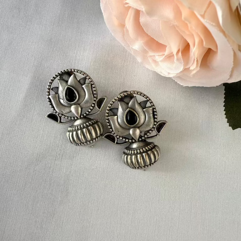 Oxidized Kamal Jhumka