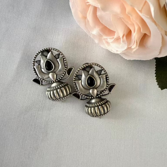 Oxidized Kamal Jhumka