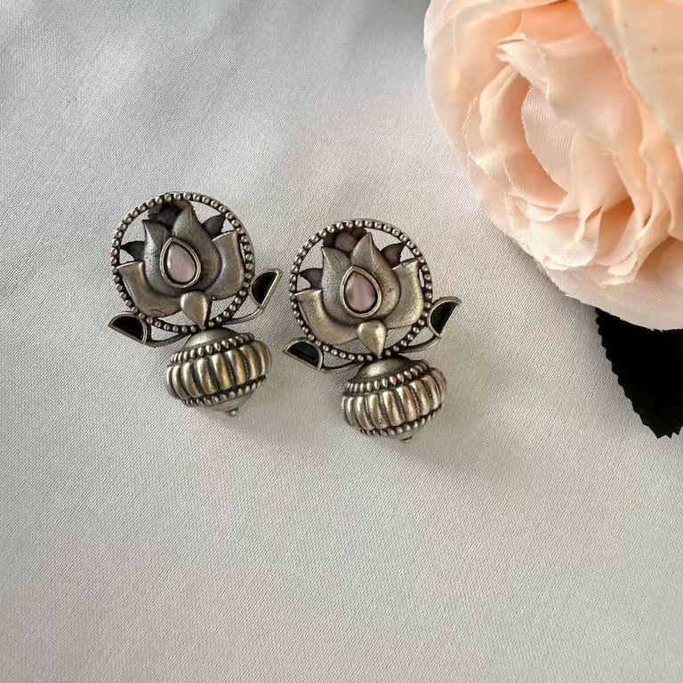 Oxidized Kamal Jhumka