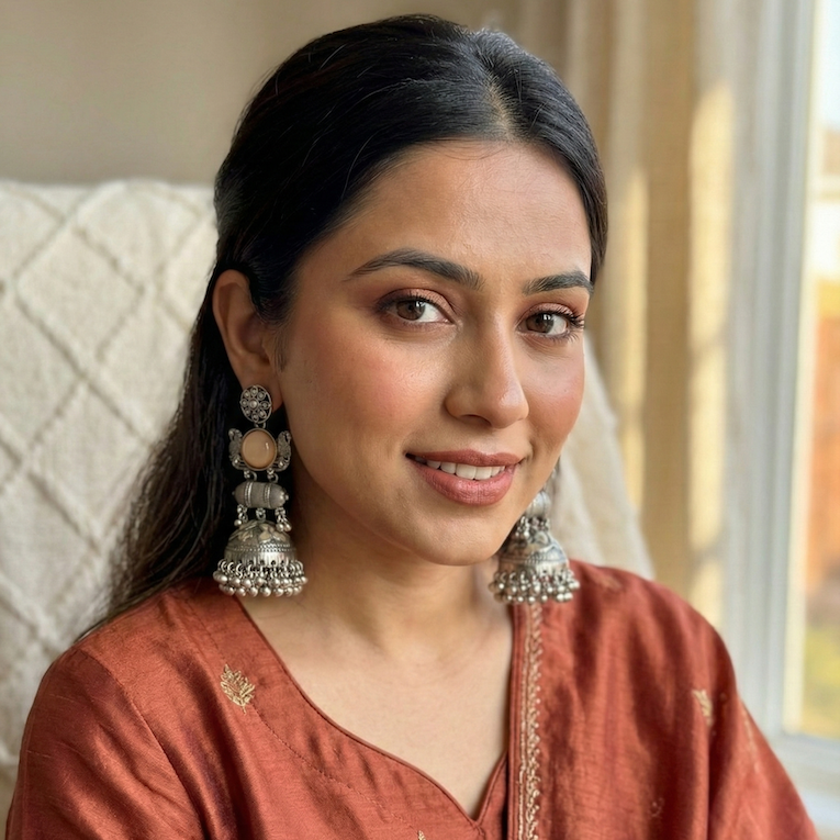 Peach Moonstone Peacock Jhumka