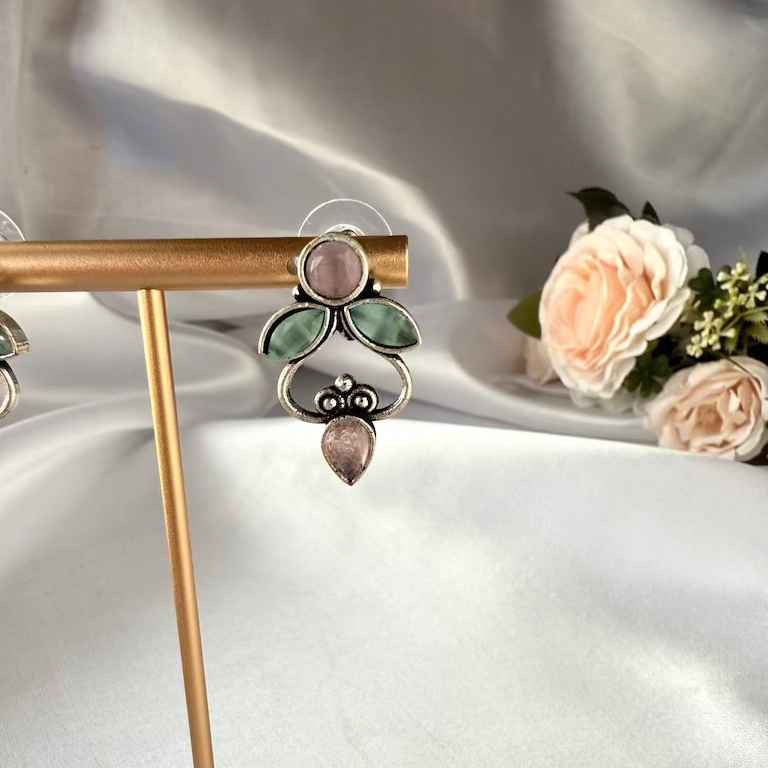 Blush and Sage Blossom Studs