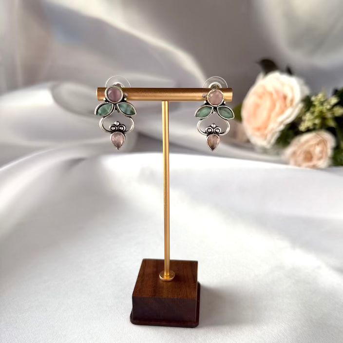 Blush and Sage Blossom Studs