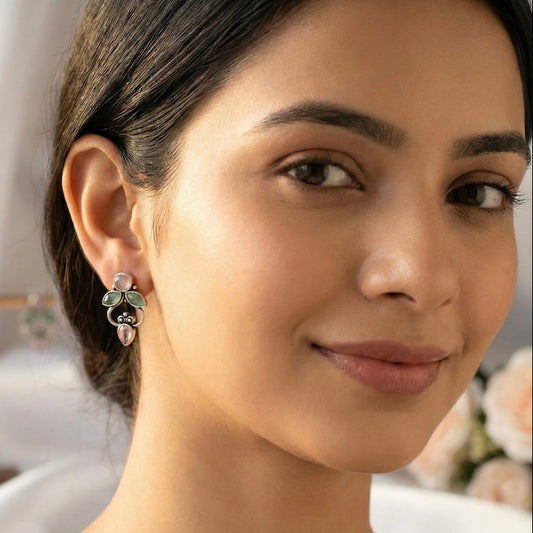 Blush and Sage Blossom Studs