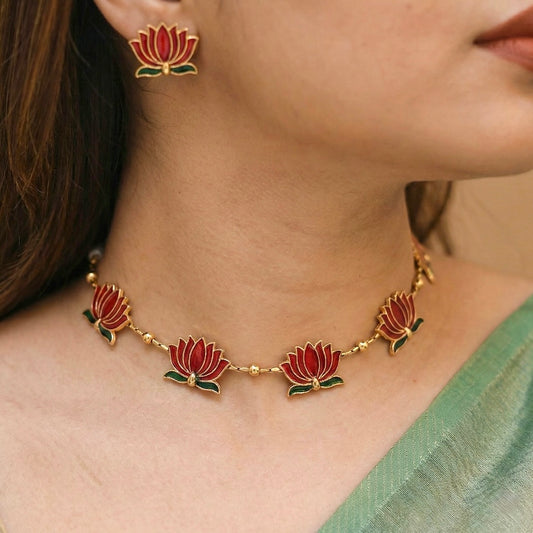Manju Inspired Lotus Choker - Light