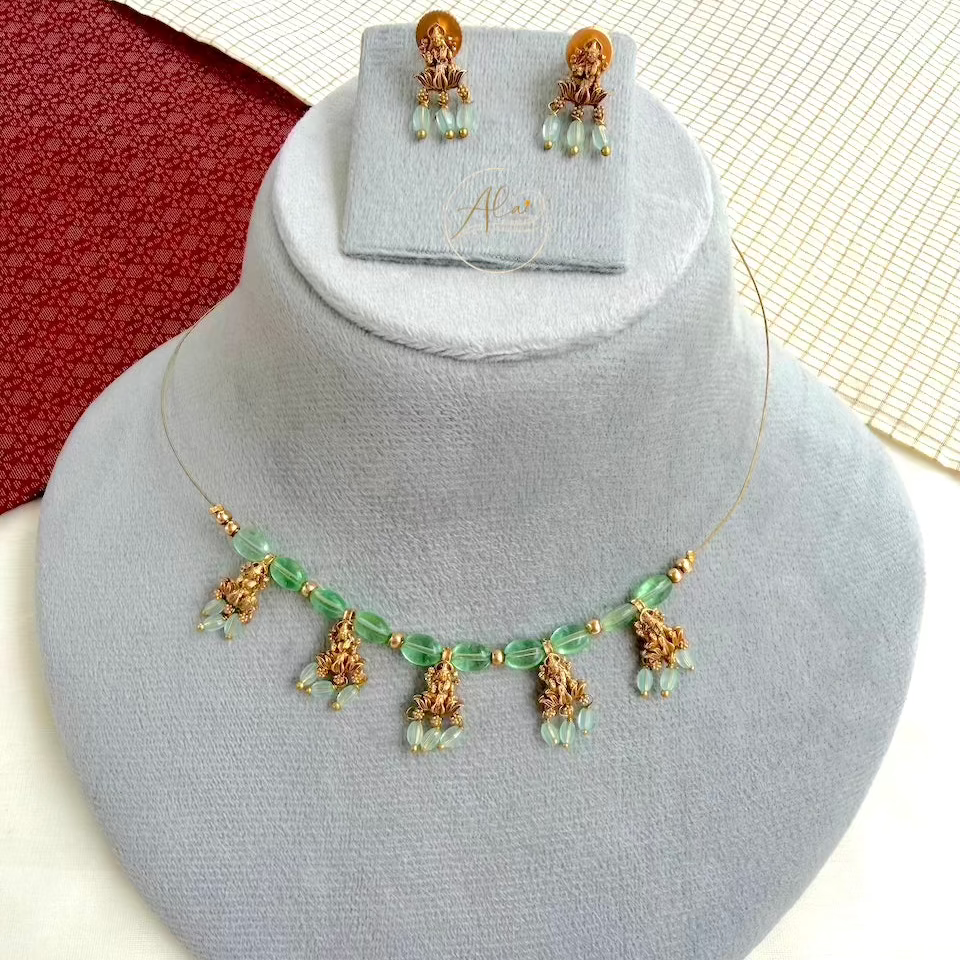 Green Stone Lakshmi Invisible Chain