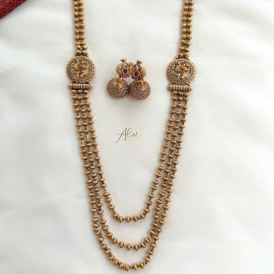 Peacock 3 Line Beaded Haaram