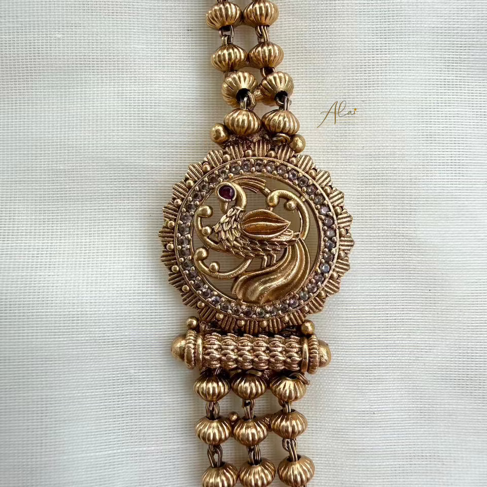 Peacock 3 Line Beaded Haaram