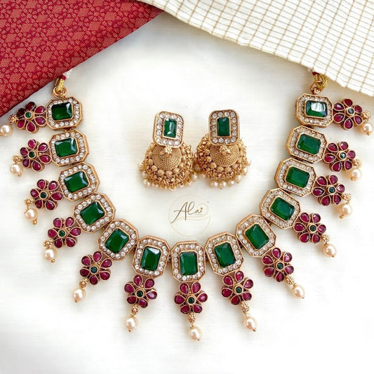 Emerald Flower Necklace