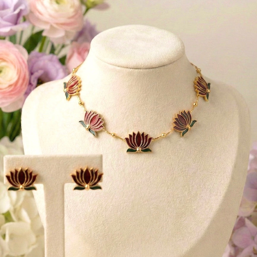 Manju Inspired Lotus Choker - Light