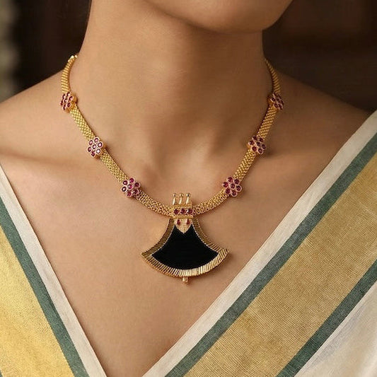 Gold Plated Kerala Traditional Palakka Necklace