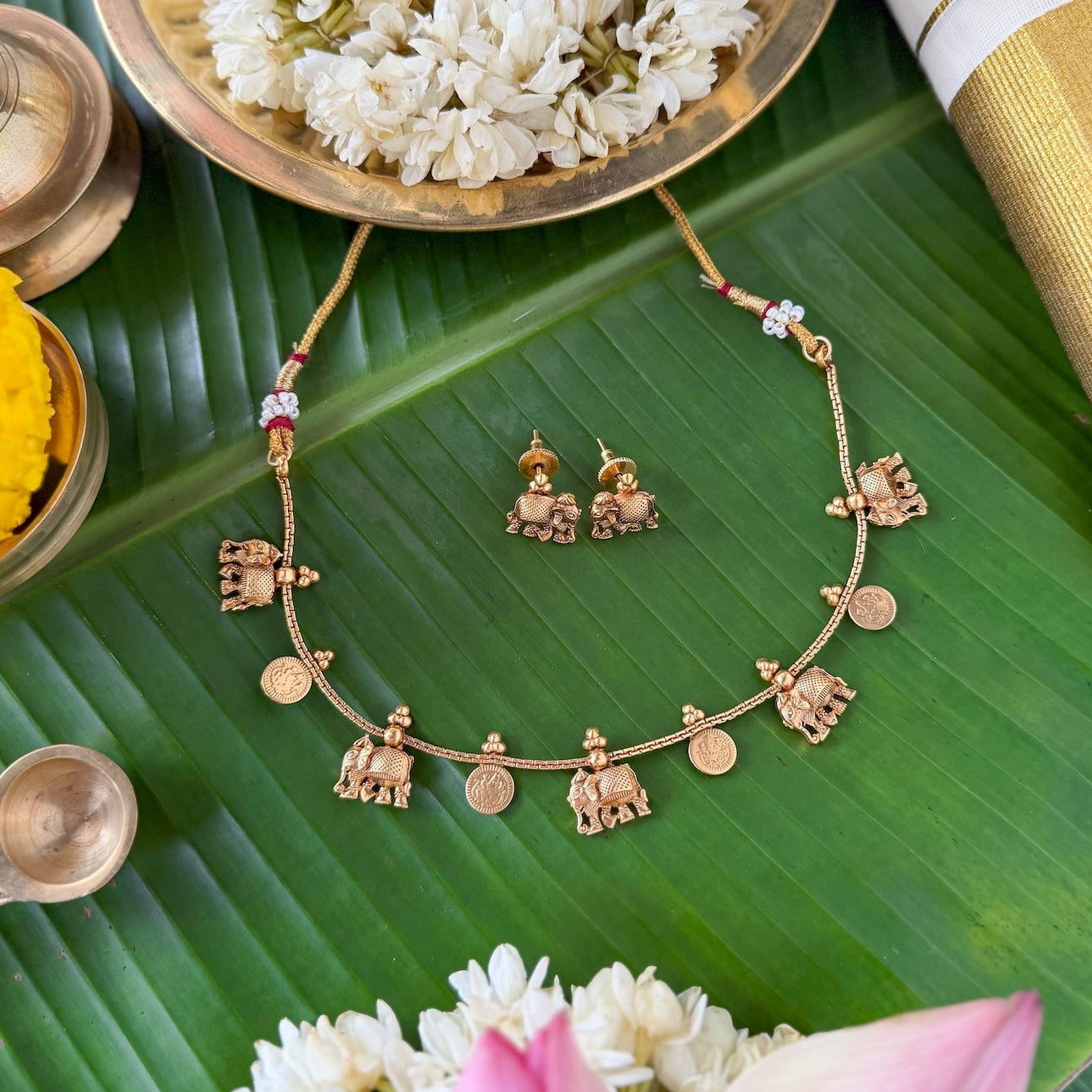 Lakshmi Coin Elephant Choker