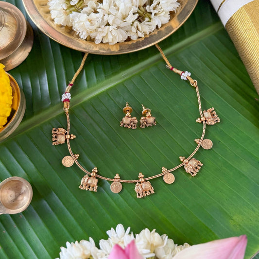 Lakshmi Coin Elephant Choker