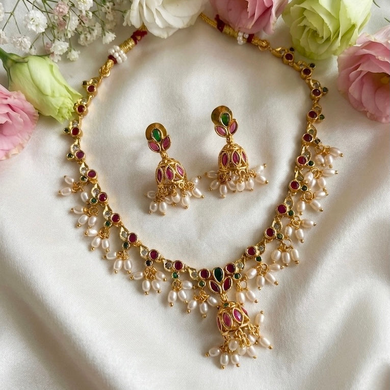 Kempu Jhumka Mala