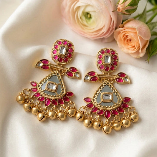 Rajwadi Teardrop Ghungroo Earrings