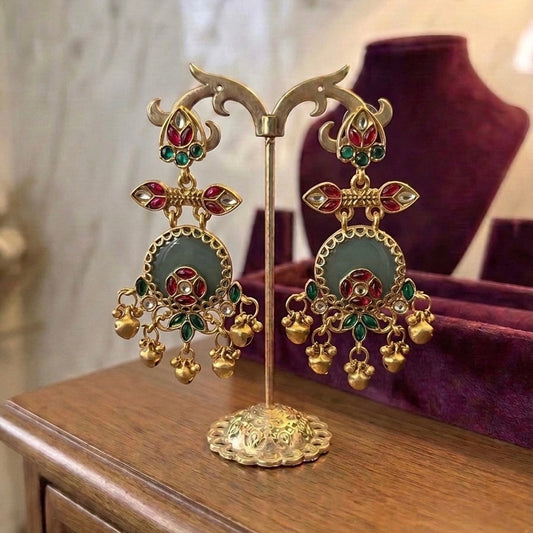Teal Ghungroo Danglers