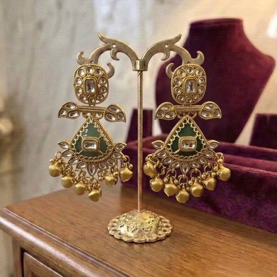 Rajwadi Teardrop Ghungroo Earrings