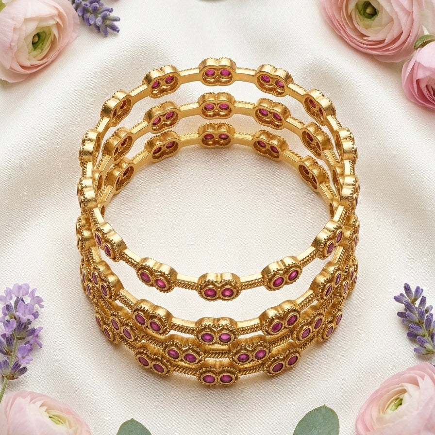 Ruby Cluster Bangles (4 pcs)