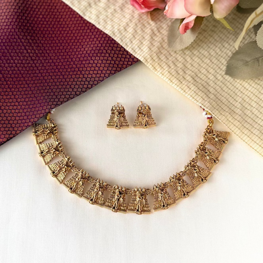 Gopuram Krishna Necklace Set