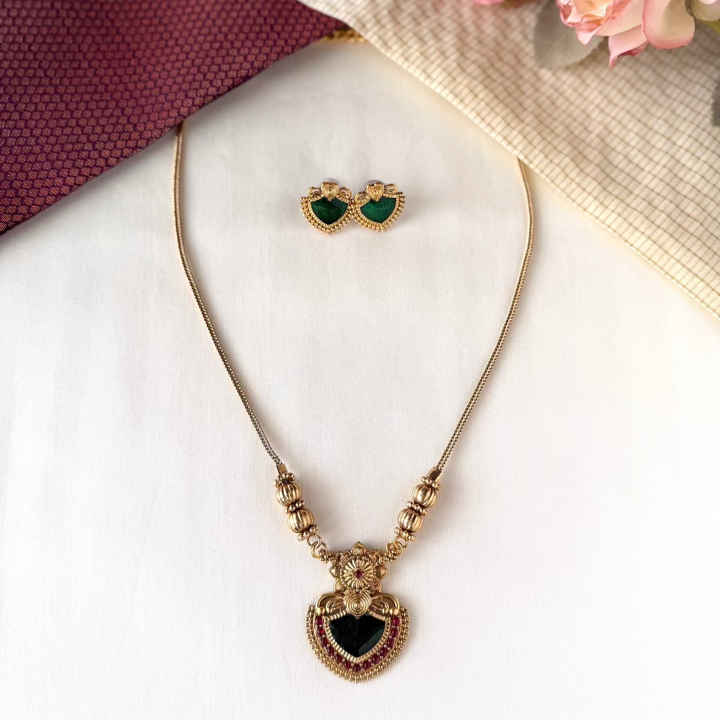 Green Palakka Pendant Set