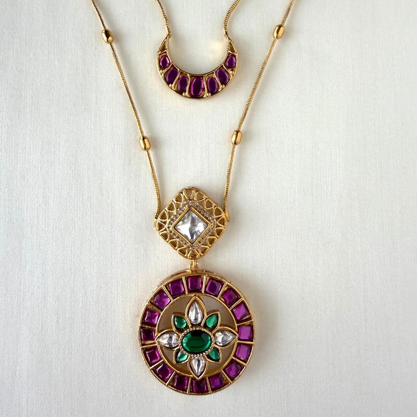 Jadau Kemp Double Layer Necklace