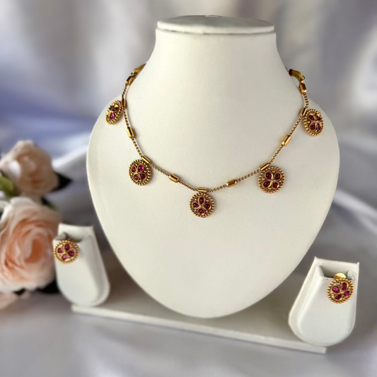 Ruby Flower Bud Necklace