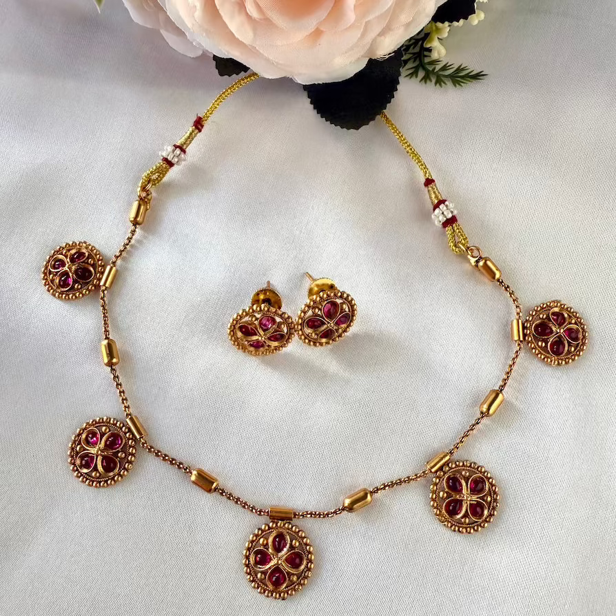 Ruby Flower Bud Necklace