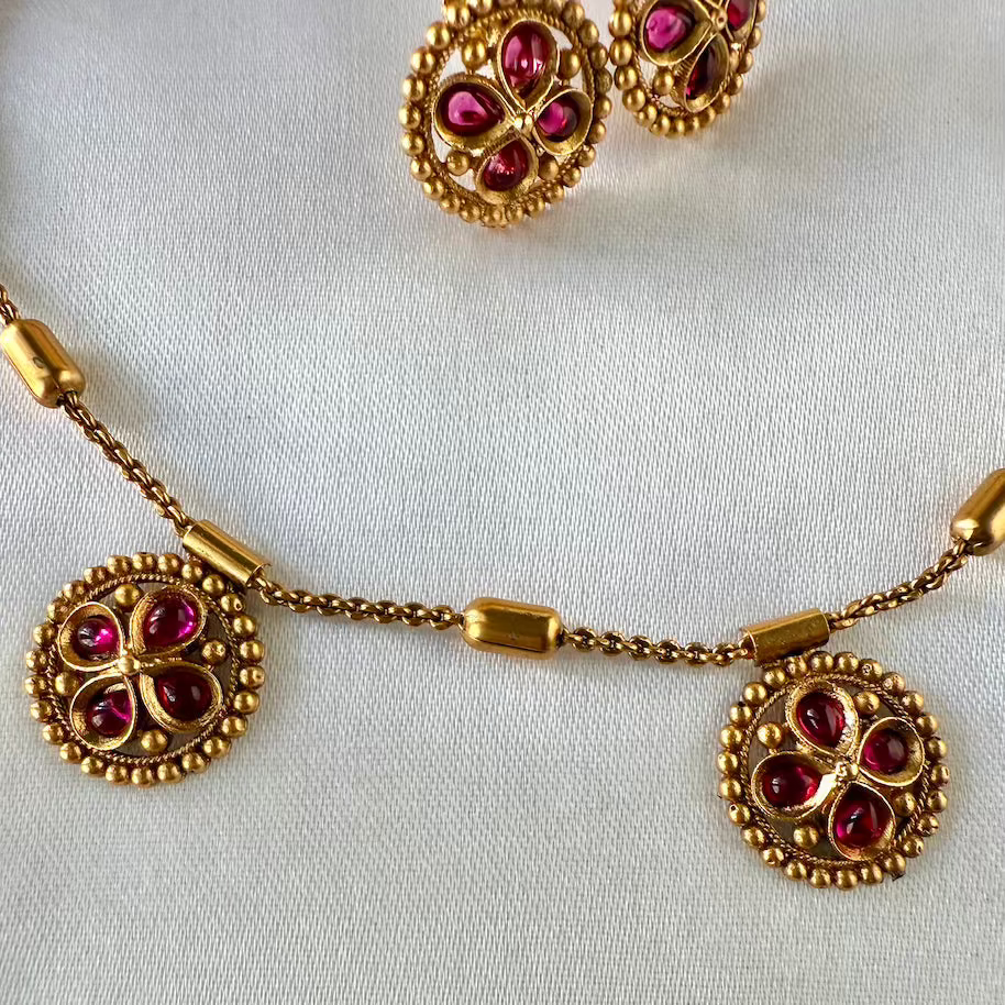 Ruby Flower Bud Necklace