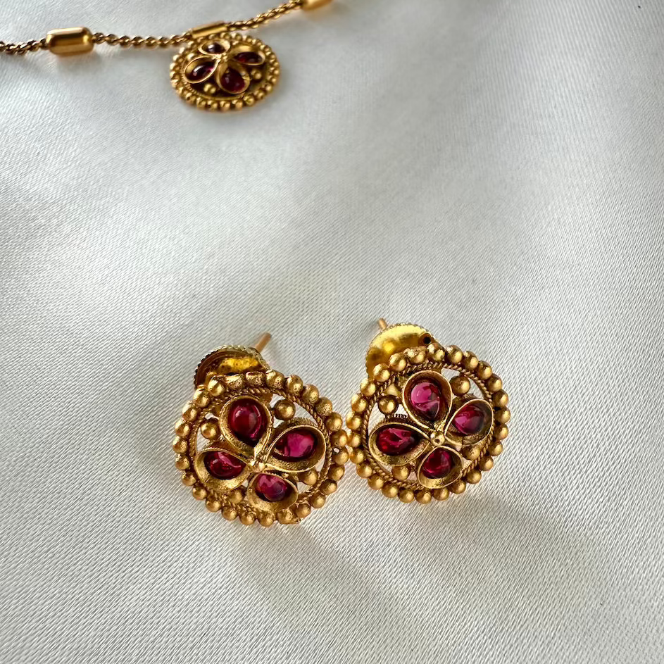 Ruby Flower Bud Necklace