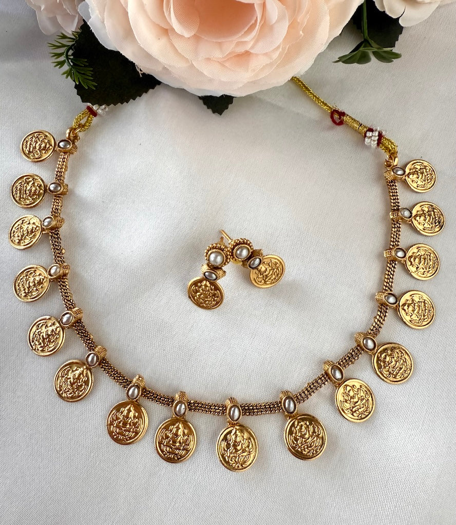 Lakshmi Coin Necklace - Kashumaala Ruby