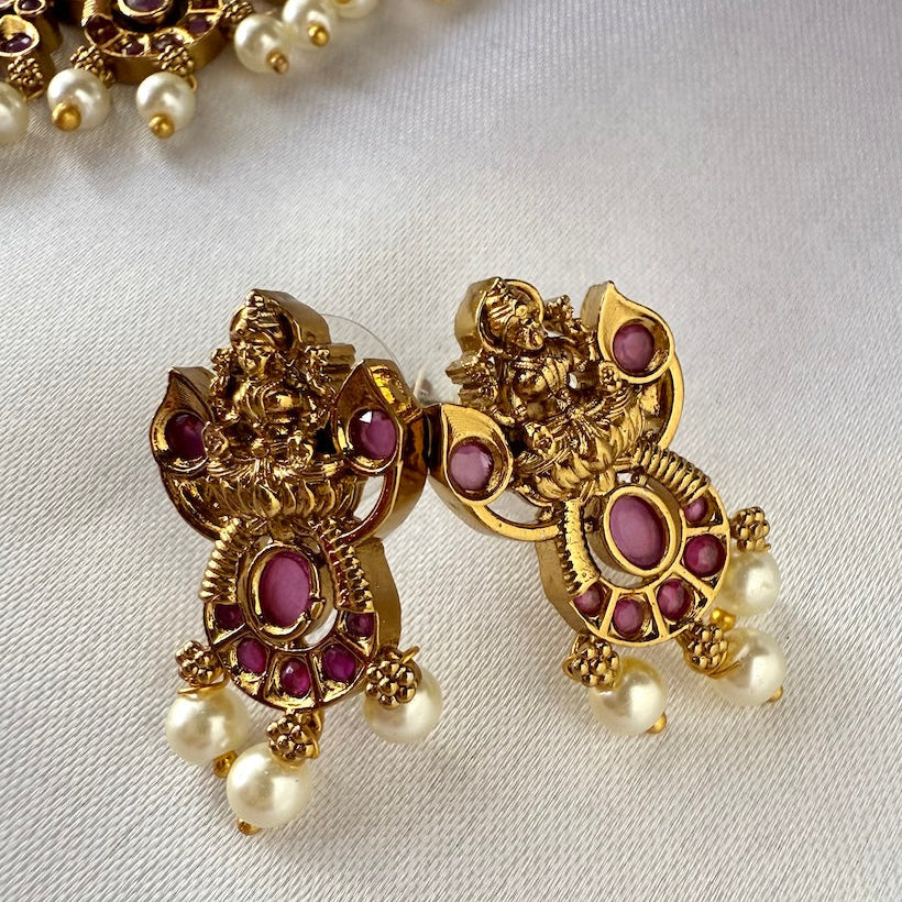 Antique Ruby Stones Lakshmi Temple Necklace