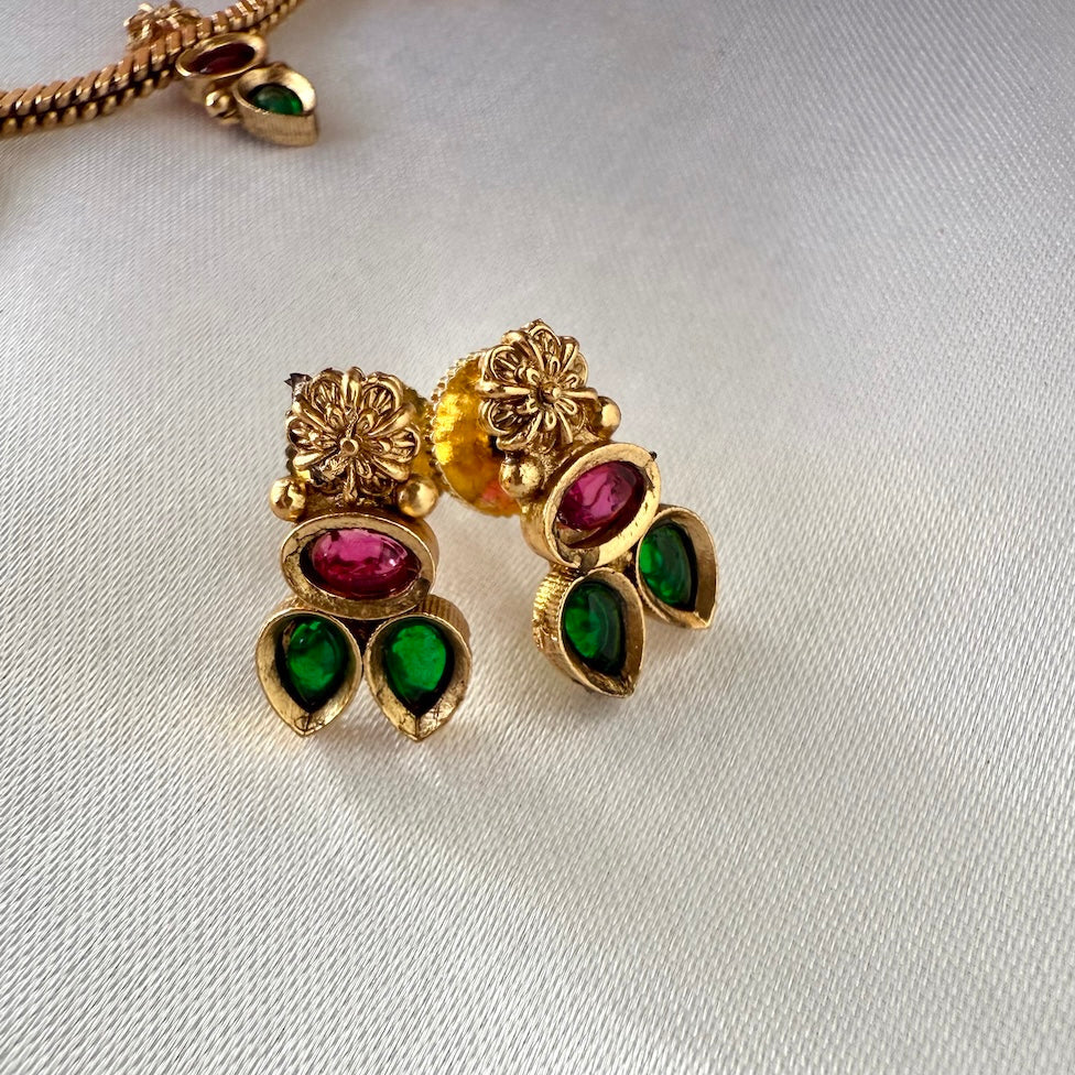 Emerald and Ruby Stone Necklace