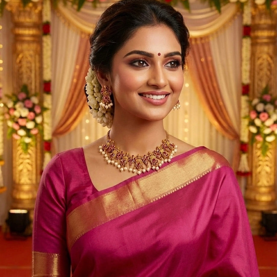 Antique Ruby Stones Lakshmi Temple Necklace