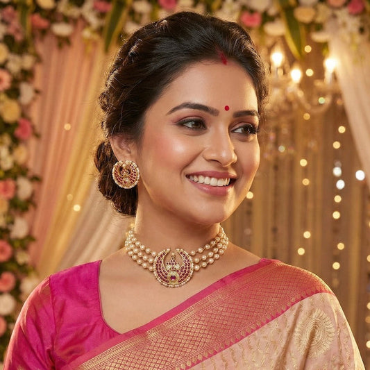 Pearl and Kemp Traditional Choker Ruby